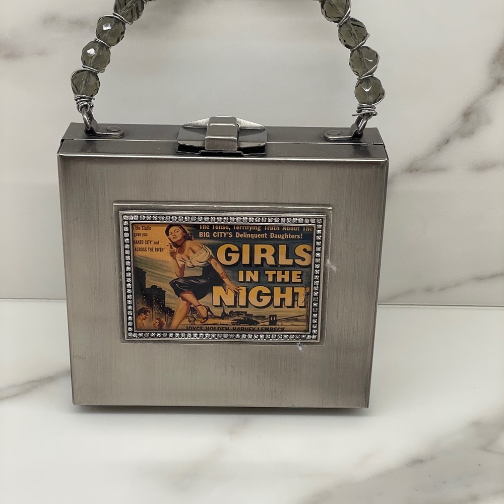 Handbag - Steel with beaded handle